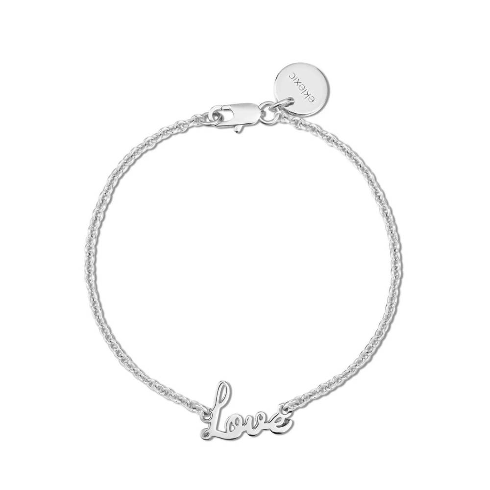 NEW EKLEXIC women's dainty script love bracelet in silver